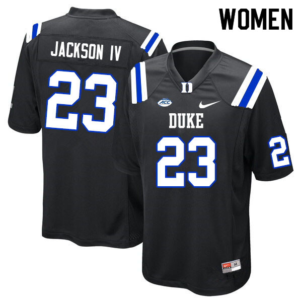 Women #23 James Jackson IV Duke Blue Devils College Football Jerseys Sale-Black - Click Image to Close